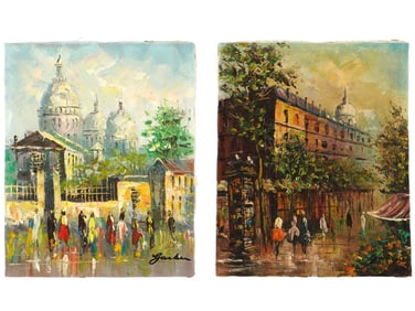 VINTAGE PARISIAN CITYSCAPE OIL PAINTINGS SIGNED