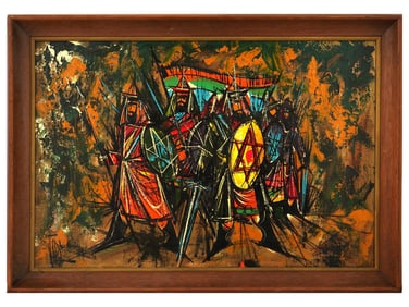 EXPRESSIONIST OIL PAINTING IN BERNARD BUFFET MANNER