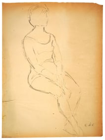 ATTRIBUTED TO ELAINE DE KOONING MIXED MEDIA PAINTING