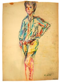 ATTR TO ELAINE DE KOONING AMERICAN PASTEL PAINTING