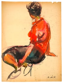 ATTRIBUTED TO ELAINE DE KOONING WATERCOLOR PAINTING