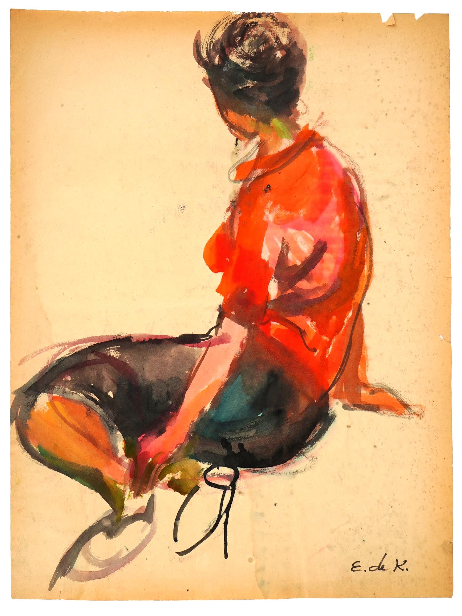 ATTRIBUTED TO ELAINE DE KOONING WATERCOLOR PAINTING (1 of 5)