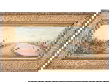 RUSSIAN RURAL RIVER LANDSCAPE OIL PAINTING FRAMED