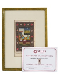 ANTIQUE INDIAN MUGHAL MINIATURE PAINTING WITH COA