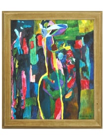 ATTR TO MOCHTAR APIN INDONESIAN ABSTRACT OIL PAINTING