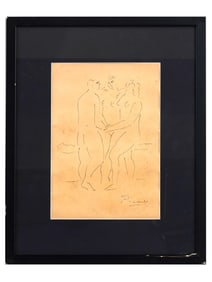 AFTER PABLO PICASSO MODERNIST INK ON PAPER DRAWING