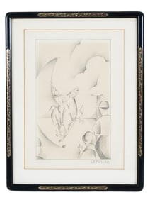 POLO PLAYER DRAWING BY TAMARA LEMPICKA SIGNED