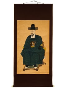 ANTIQUE KOREAN JOSEON SCROLL PORTRAIT PAINTING