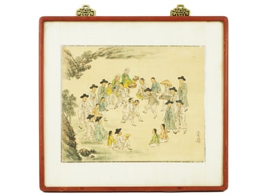 ANTIQUE KOREAN GENRE PAINTING ON SILK BY KIM YANG GI