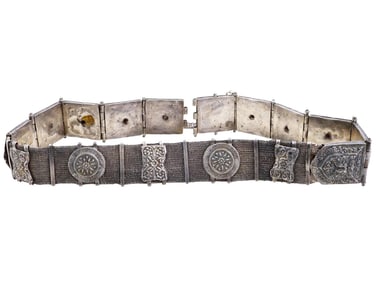 ANTIQUE 19TH C TAMIL NADU SOUTH INDIAN SILVER BELT