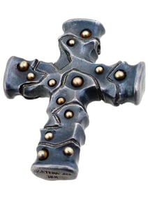ST SILVER AND 18K GOLD CROSS PENDANT BY VALSTERN