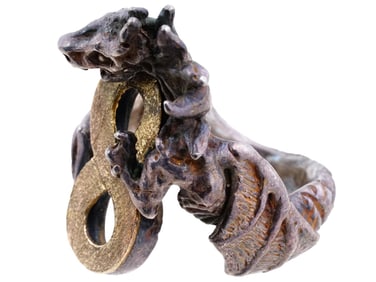 ST SILVER AND 14K GOLD DRAGON RING BY VALSTERN