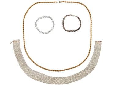 COLLECTION OF STERLING SILVER NECKLACES AND BRACELETS