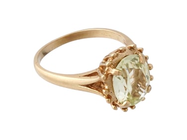 10K GOLD AND GREEN TOURMALINE STONE JEWELRY RING