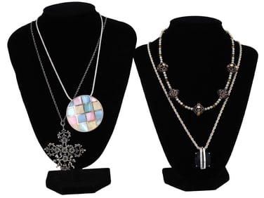 4 VINTAGE AMERICAN STERLING SILVER GOLD NECKLACES