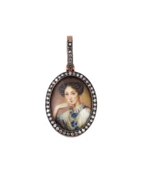 RUSSIAN GOLD DIAMOND ENAMEL MINIATURE PENDANT