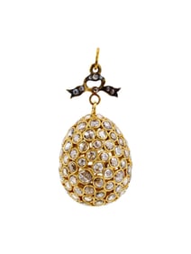 RUSSIAN GOLD AND DIAMOND EGG PENDANT