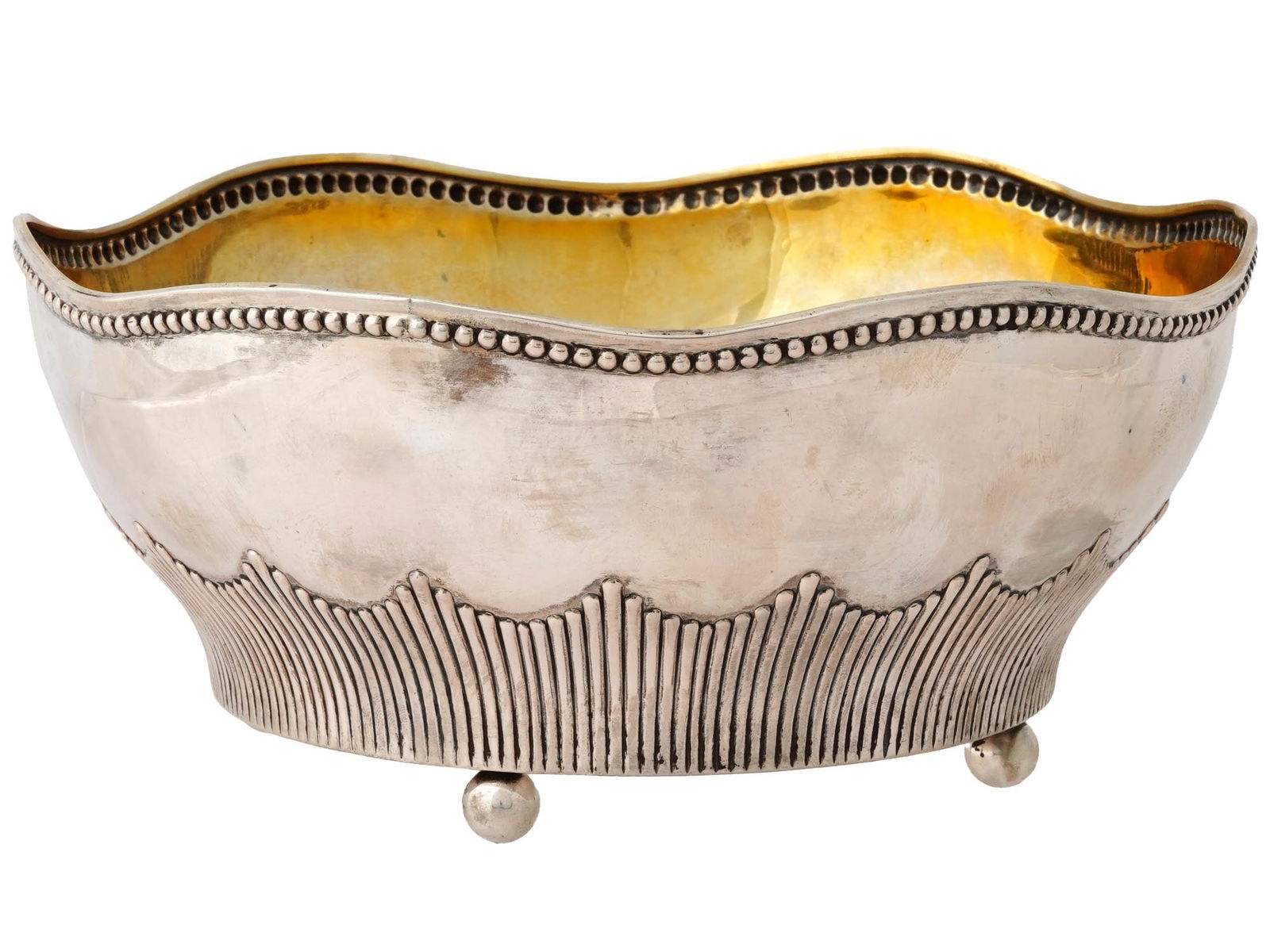 ANTIQUE RUSSIAN GOLD WASHED SILVER PUNCH BOWL (1 of 5)