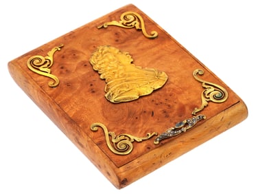 RUSSIAN KARELIAN BIRCH WOODEN CIGARETTE CASE DIAMONDS