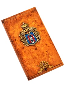 RUSSIAN SILVER KARELIAN BIRCH WOODEN CIGARETTE CASE