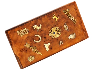 RUSSIAN KARELIAN BIRCH WOODEN CIGARETTE CASE DIAMONDS