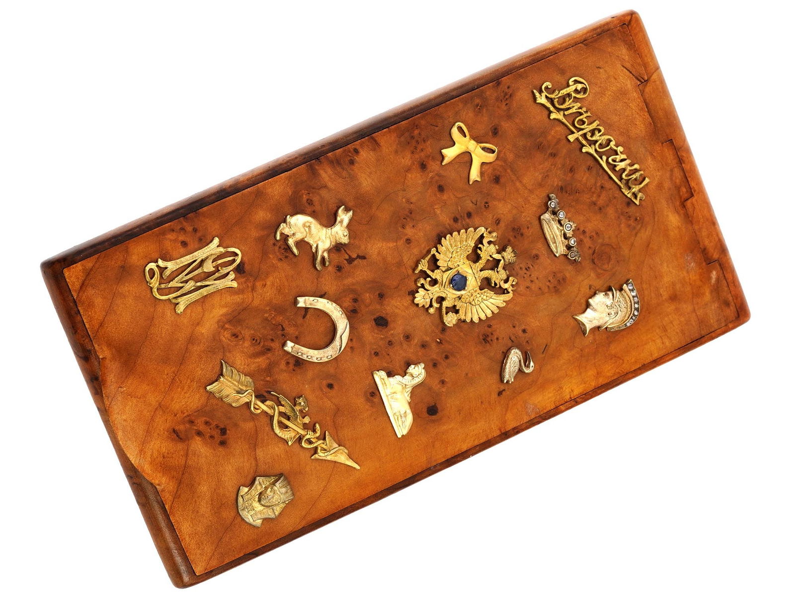 RUSSIAN KARELIAN BIRCH WOODEN CIGARETTE CASE DIAMONDS (1 of 4)