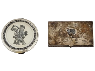 ST SILVER POWDER COMPACT AND CIGARETTE CASE BY LAGOS