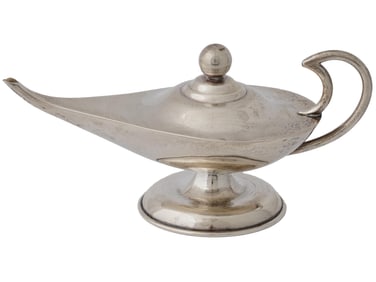 MEXICAN 925 STERLING SILVER GENIE OIL LAMP MARKED