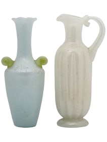 MID CENT BERANEK PULEGOSO GLASS VASE AND PITCHER