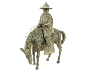 ANTIQUE KOREAN JOSEON BRONZE SCULPTURE OF OLD SAGE