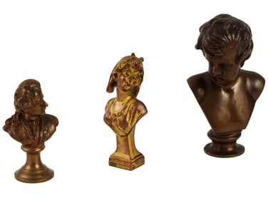 LOT OF 3 VTG BRONZE BUSTS BY BARBEDIENNE AND MORE