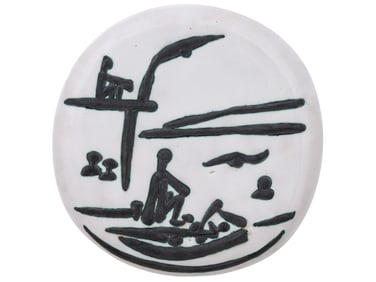 1956 BEACH SCENE CERAMIC PLAQUE BY PABLO PICASSO