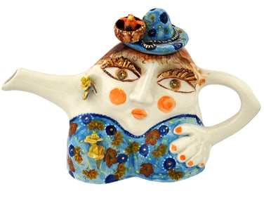 RUSSIAN FIGURAL CERAMIC TEAPOT BY JULIA KIRILLOVA