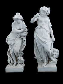 TWO FRENCH SEVRES PORCELAIN FEMALE FIGURINES