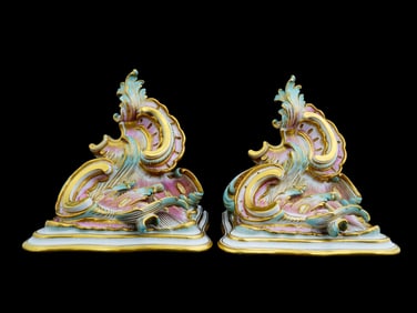 VINTAGE MEISSEN PORCELAIN WALL BRACKETS WITH GOLD DECOR