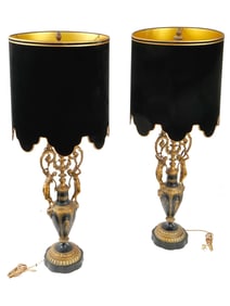 ANTIQUE FRENCH SCHOOL ART NOUVEAU TABLE LAMPS