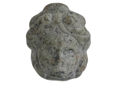 ANCIENT CARVED GRANITE HEAD GODDESS ASTARTE FIGURINE