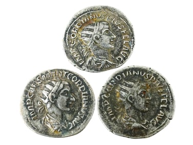 ANCIENT ROMAN GORDIAN III SILVER DENARIUS COINS