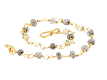ANCIENT ROMAN GOLD AND GLASS BEAD BRACELET 100 TO 300 AD