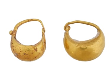 PAIR OF ANCIENT ROMAN BASKET SHAPED GOLD EARRINGS