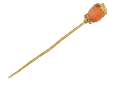 ANCIENT EGYPTIAN GOLD AND CORAL PIN 700 TO 200 BC