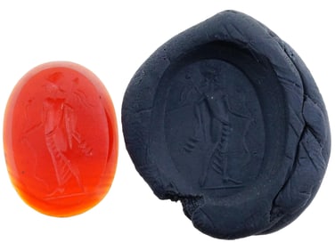 ANCIENT ROMAN CARNELIAN INTAGLIO SEAL WITH MALE FIGURE