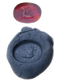 ANCIENT ROMAN CARVED CARNELIAN INTAGLIO W MYTHOLOGICAL