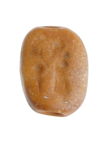 ANCIENT GREEK CARVED STONE SCARAB WITH ENGRAVED IMAGES