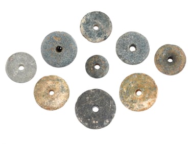 GROUP OF ANCIENT GRECO ROMAN STEATITE SPINDLE WHORLS