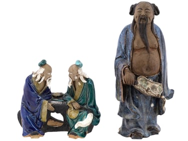 CHINESE REPUBLIC ERA MUDMEN FIGURINES SIGNED