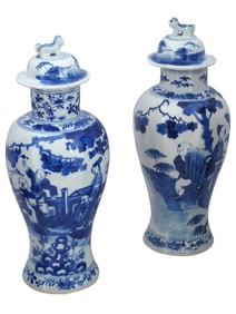 CHINESE QING BLUE AND WHITE PORCELAIN GINGER JARS