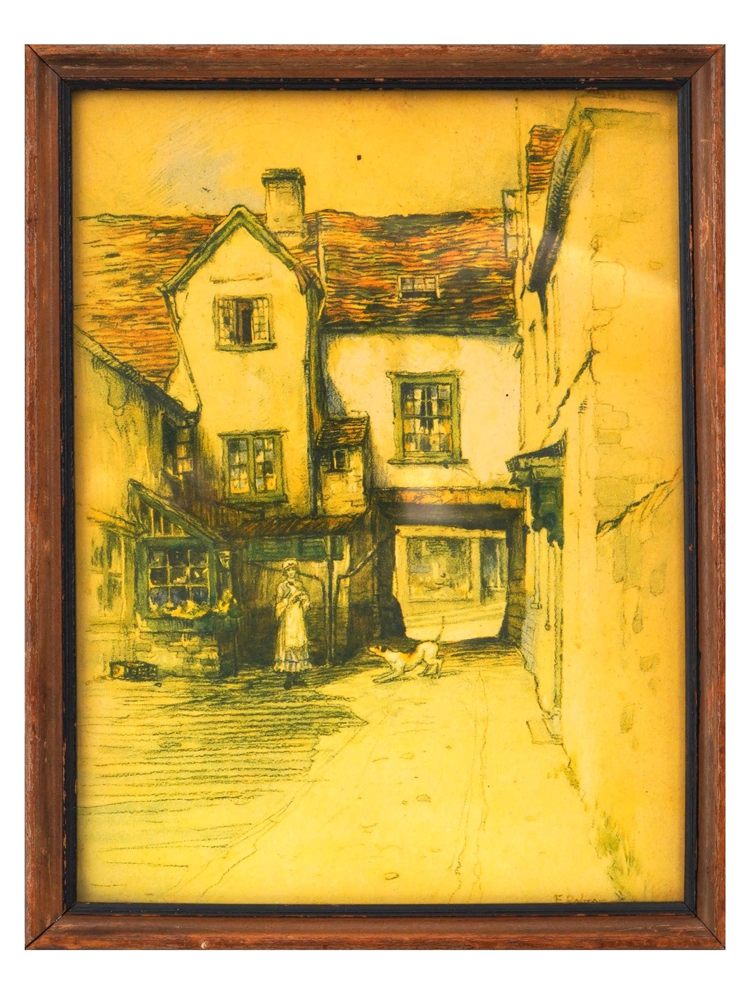 EARLY 20TH C CITYSCAPE COLOR LITHOGRAPH SIGNED (1 of 4)