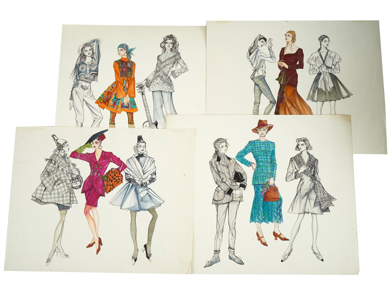 FASHION SKETCHES MIXED MEDIA PAINTINGS BY PAT TUNSKY (1 of 10)