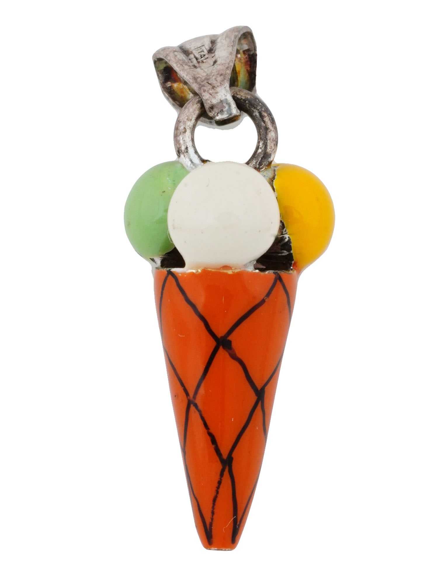 ITALIAN STERLING SILVER ENAMEL ICE CREAM PENDANT (1 of 7)